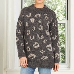 Mock Neck Leopard Print Sweater